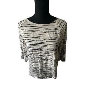 Vince Black & Ivory Wavy Stripe Silk Blouse Size S
